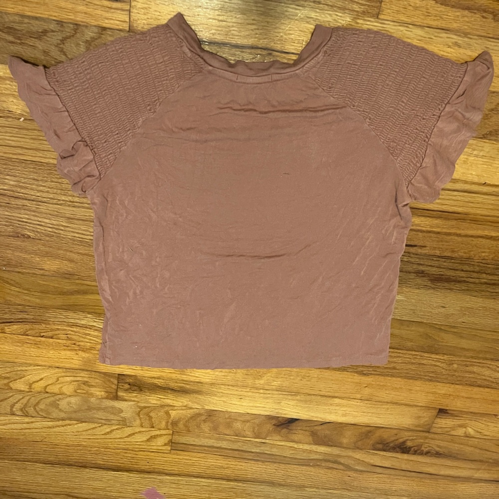 Big Girls 7-16 Short Sleeve Smocked Flutter Sleeve Knit Top